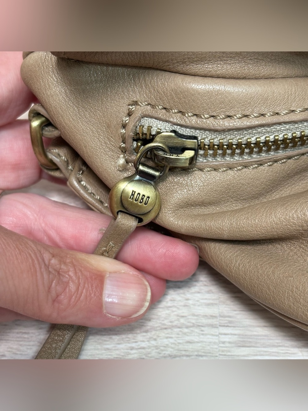 HOBO Taupe Leather Belt Bag - Picture 10 of 14